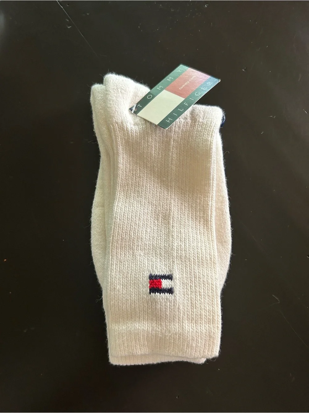 Tommy Hilfiger White Socks with Red & Navy Logo
